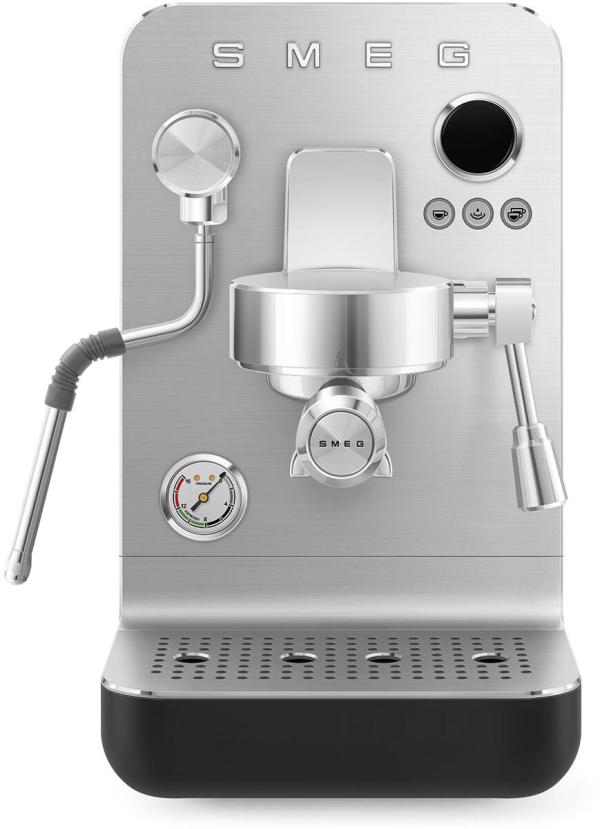 ARDEBO.de Smeg EMC02BLMEU Espresso-Kaffeemaschine Minipro, 1700 W, Dreifacher Thermoblock, LCD-Display, Timer Bezugszeit, Siebträger Ø58 mm, schwarz-matt
