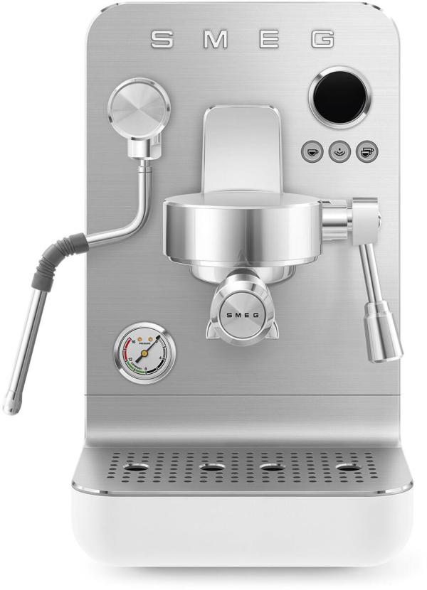 ARDEBO.de Smeg EMC02WHMEU Espresso-Kaffeemaschine Minipro, 1700 W, Dreifacher Thermoblock, LCD-Display, Timer Bezugszeit, Siebträger Ø58 mm, weiß