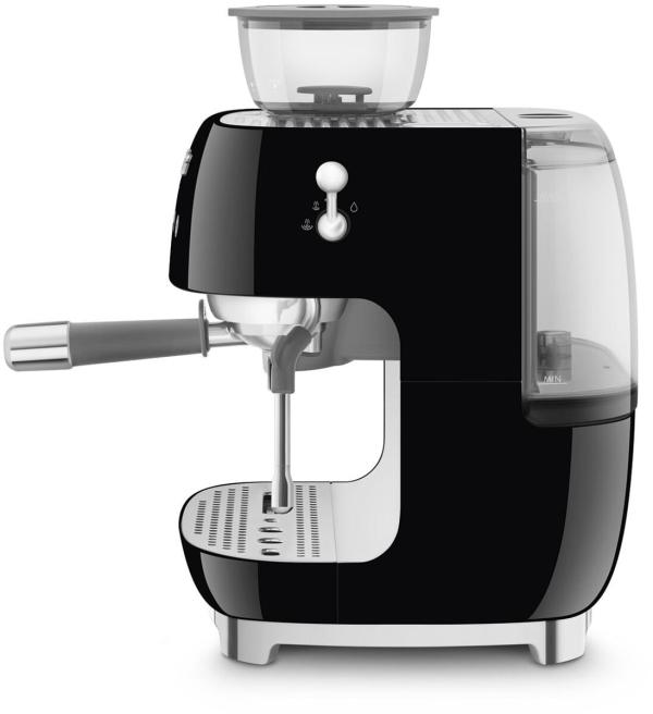 Smeg EGF03BLEU 50"s Style Siebträgermaschine, integrierter Kaffeemühle, 1650 W, 20 bar Brühdruck, 15 bar Dampfdruck, 4 Brühfunktionen, schwarz