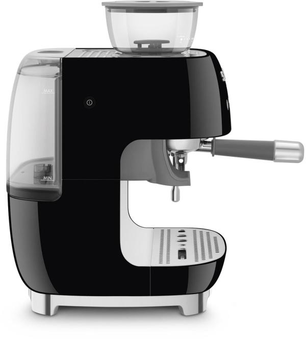Smeg EGF03BLEU 50"s Style Siebträgermaschine, integrierter Kaffeemühle, 1650 W, 20 bar Brühdruck, 15 bar Dampfdruck, 4 Brühfunktionen, schwarz