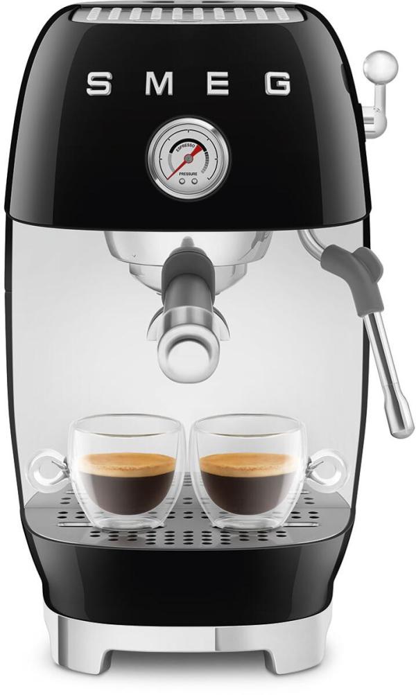 Smeg ECF03BLEU 50"s Style Premium-Siebträger-Espressomaschine, 1.650 W, 15 bar, Thermoblock-Heizsystem, Cappuccino-Dampffunktion, Cold Brew Funktion, 1,4 l Wassertank, schwarz