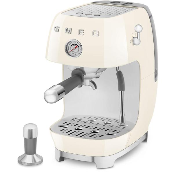 Smeg ECF03CREU 50"s Style Premium-Siebträger-Espressomaschine, 1.650 W, 15 bar, Thermoblock-Heizsystem, Cappuccino-Dampffunktion, Cold Brew Funktion, 1,4 l Wassertank, Creme