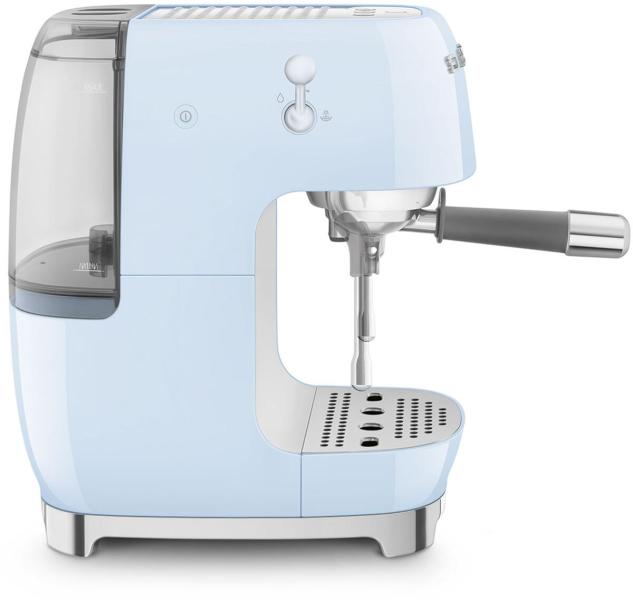 Smeg ECF03PBEU 50"s Style Premium-Siebträger-Espressomaschine, 1.650 W, 15 bar, Thermoblock-Heizsystem, Cappuccino-Dampffunktion, Cold Brew Funktion, 1,4 l Wassertank, Pastellblau