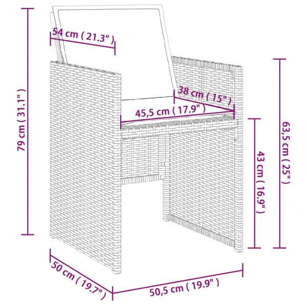 15-teiliges Garten-Ess-Set mit Kissen, grau, Polyrattan