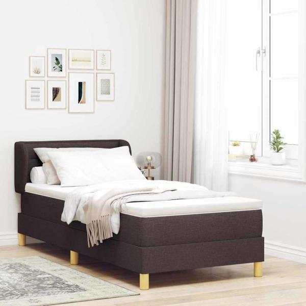 ARDEBO.de - Boxspringbett mit Matratze Creme 90x200 cm Stoff Dunkelbraun