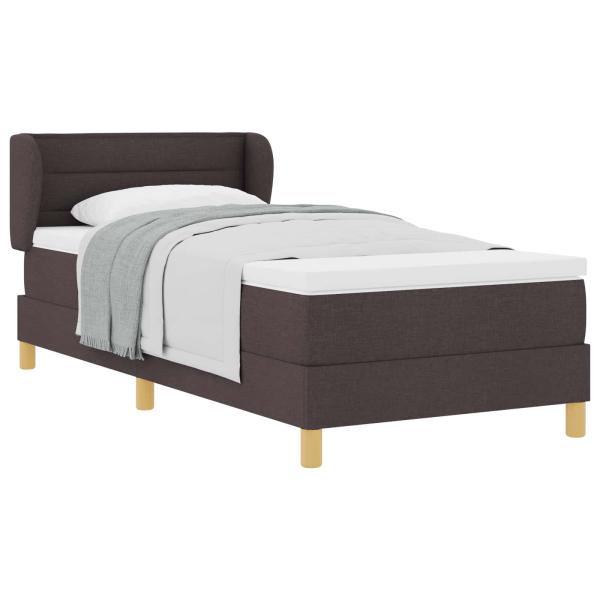 Boxspringbett mit Matratze Creme 90x200 cm Stoff Dunkelbraun
