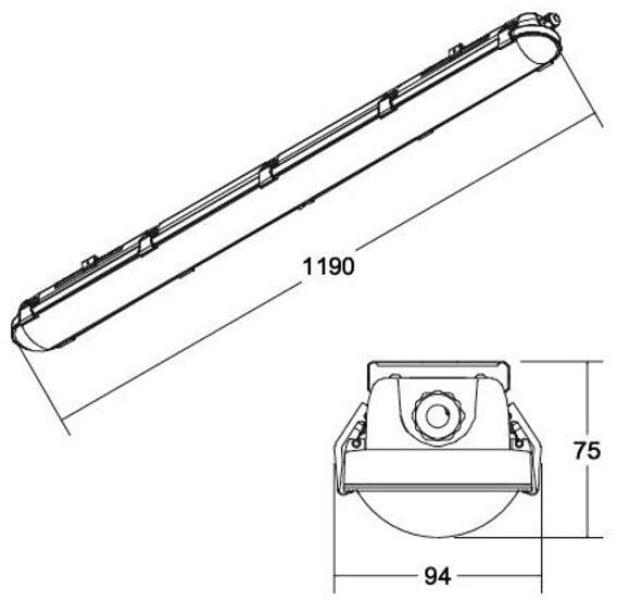 Brumberg HUMID ONE PRO LED-Feuchtraum-Wannenleuchte, 38W, 4900lm, 4000K, IP65, IK08, DALI dimmbar, 1190mm, grau (78114114)