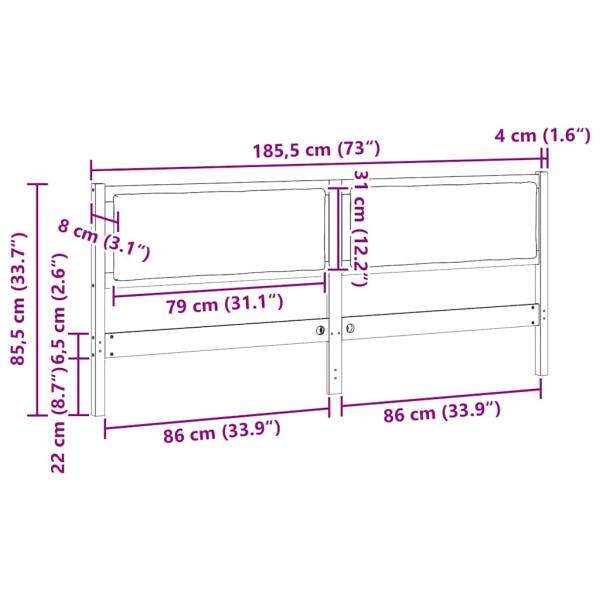 Kopfteil Sonstiges Weiß 180 cm Massivholz Kiefer