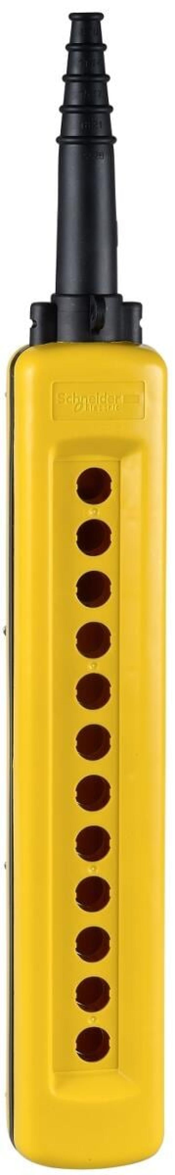 ARDEBO.de Schneider Electric XACA12 Leergehäuse für Hängetaster XAC-A, 12 vertikale Bohrungen, IP65, Innendurchmesser 26mm, gelb