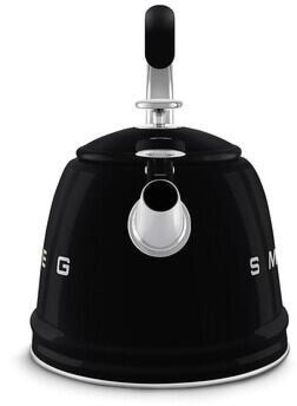 Smeg WKF01BL 50"s Style, Wasserkessel, 2,3 l Fassungsvermögen, für alle Herdarten inkl. Induktion, autom. öffnende Pfeife, leicht aufklappbarer Ausguss, schwarz