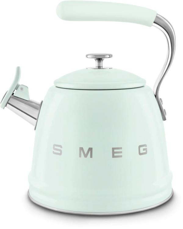 ARDEBO.de Smeg WKF01PG 50"s Style, Wasserkessel, 2,3 l Fassungsvermögen, für alle Herdarten inkl. Induktion, autom. öffnende Pfeife, leicht aufklappbarer Ausguss, pastellgrün