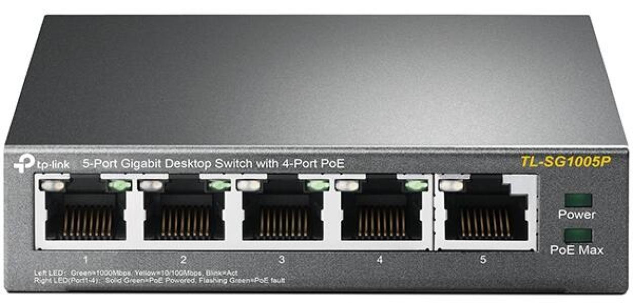ARDEBO.de TP-Link 5-Port-10/100/1000Mbit/s-Desktop-Switch mit 4 PoE-Ports (TL-SG1005P)