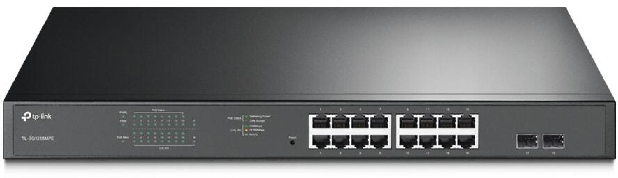 ARDEBO.de TP-Link 16-Port-Gigabit-Easy-Smart-PoE+-Switch mit 2 SFP-Slots (TL-SG1218MPE)