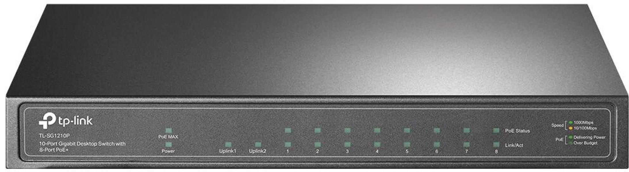 ARDEBO.de TP-Link 10-Port-Gigabit-Desktop-Switch mit 8 PoE+ Ports (TL-SG1210P)