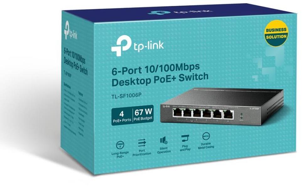 TP-Link 6-Port 10/100Mbit/s-Desktop-Switch mit 4-Port PoE+ (TL-SF1006P)