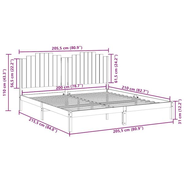 Massivholzbett Extra Lang ohne Matratze 200x210 cm
