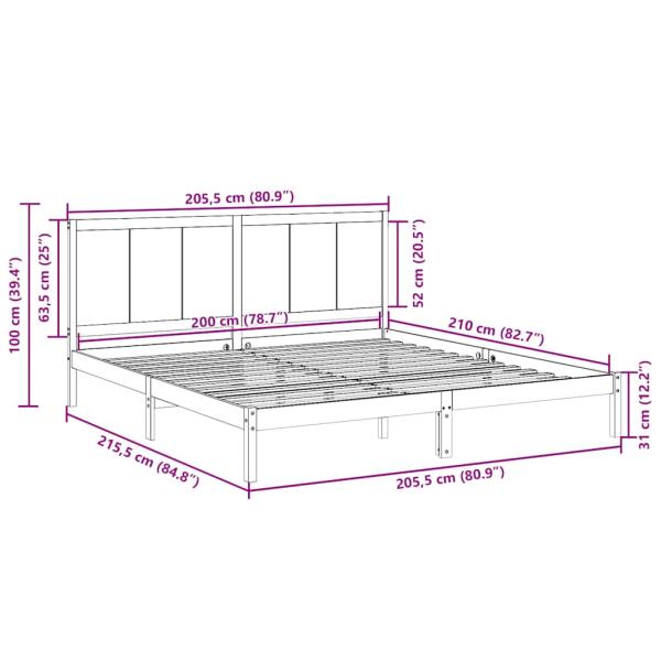 Massivholzbett Extra Lang ohne Matratze 200x210 cm