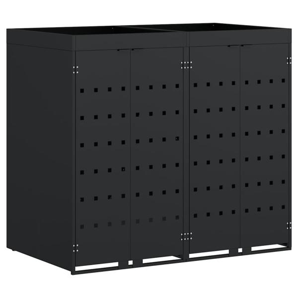 Wagenmüllbehälter für 2 Behälter Schwarz 136 x 77,5 x 121,5 cm