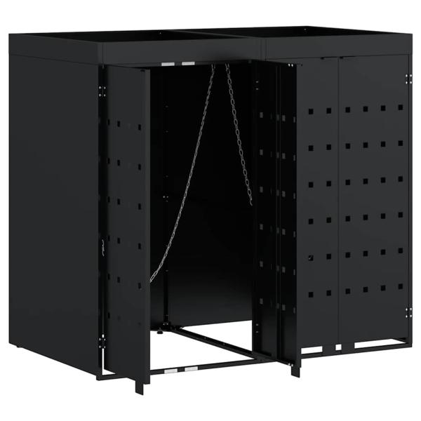 Wagenmüllbehälter für 2 Behälter Schwarz 136 x 77,5 x 121,5 cm