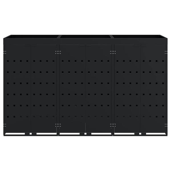 Wagenmüllbehälter für 3 Behälter Schwarz 204 x 77,5 x 121,5 cm
