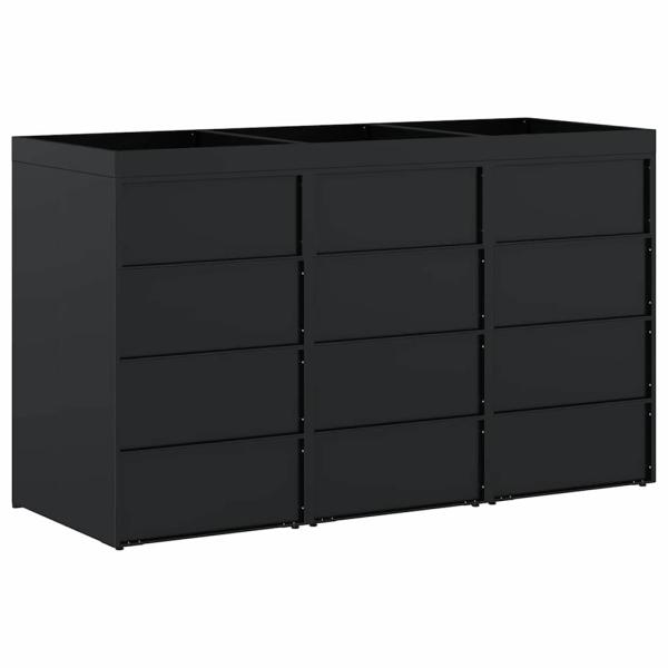 Wagenmüllbehälter für 3 Behälter Schwarz 204 x 77,5 x 121,5 cm