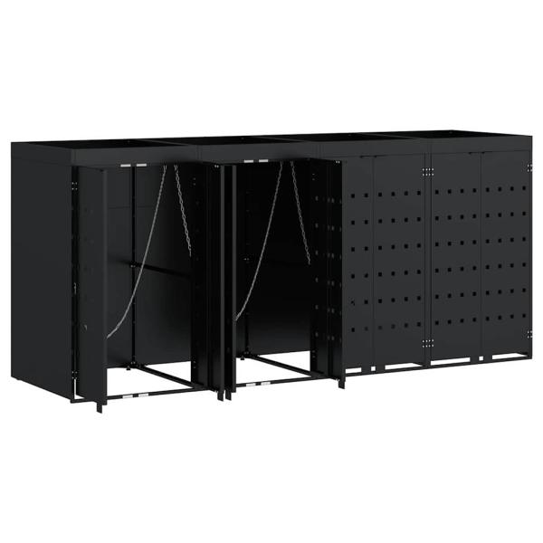 Wagenmüllbehälter für 4 Behälter Schwarz 272 x 77,5 x 121,5 cm
