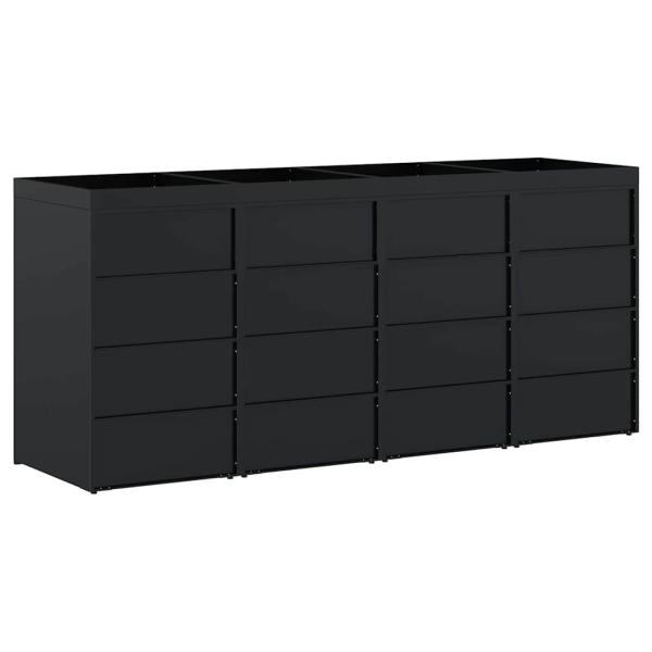 Wagenmüllbehälter für 4 Behälter Schwarz 272 x 77,5 x 121,5 cm
