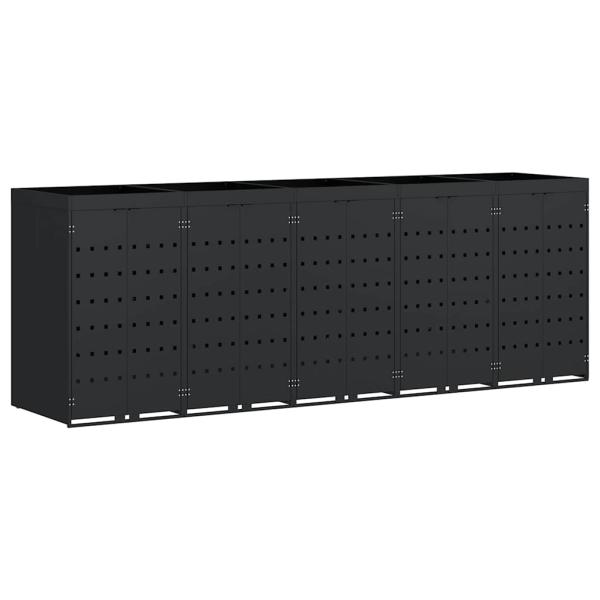 Wagenmüllbehälter für 5 Behälter Schwarz 340 x 77,5 x 121,5 cm