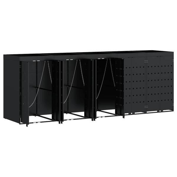 Wagenmüllbehälter für 5 Behälter Schwarz 340 x 77,5 x 121,5 cm