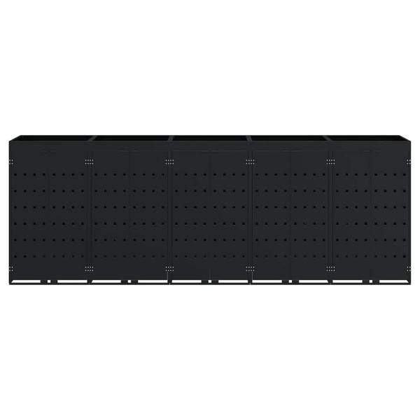 Wagenmüllbehälter für 5 Behälter Schwarz 340 x 77,5 x 121,5 cm