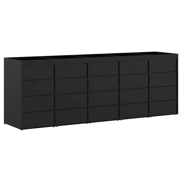 Wagenmüllbehälter für 5 Behälter Schwarz 340 x 77,5 x 121,5 cm