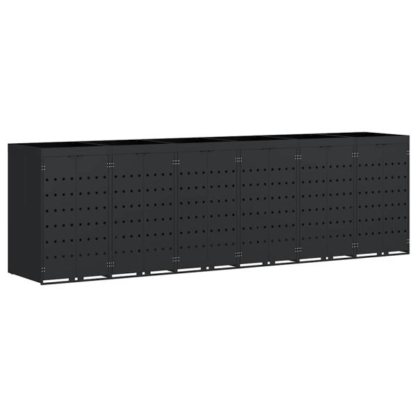 Wagenmüllbehälter für 6 Behälter Schwarz 408 x 77,5 x 121,5 cm