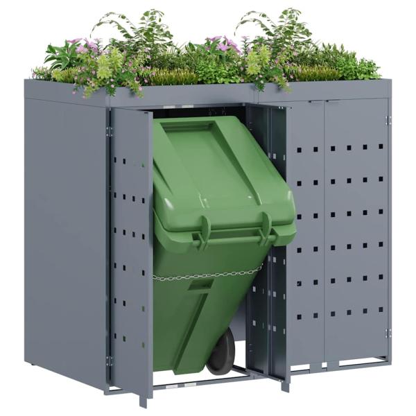 Wagenmüllbehälter für 2 Behälter Hellgrau 136 x 77,5 x 121,5 cm