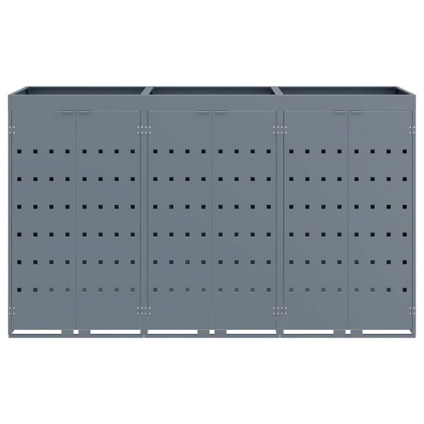 Wagenmüllbehälter für 3 Behälter Hellgrau 204 x 77,5 x 121,5 cm