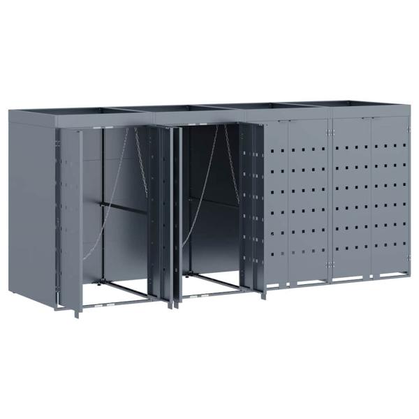 Wagenmüllbehälter für 4 Behälter Hellgrau 272 x 77,5 x 121,5 cm
