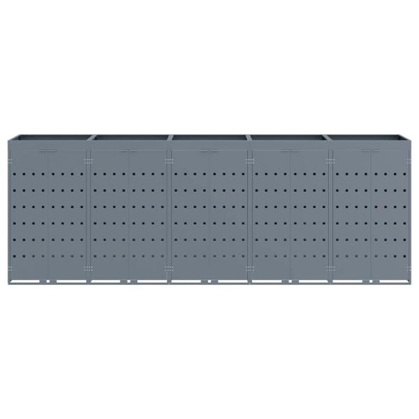 Wagenmüllbehälter für 5 Behälter Hellgrau 340 x 77,5 x 121,5 cm