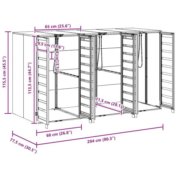Wagenmüllbehälter für 3 Behälter Anthrazit