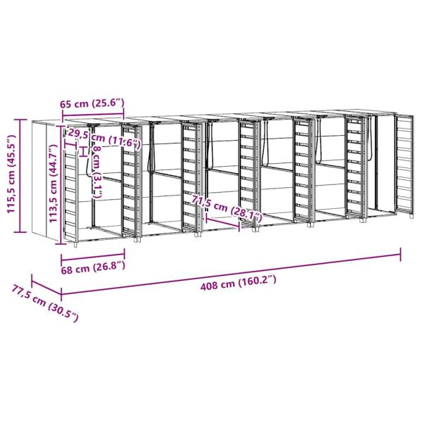 Wagenmüllbehälter für 3 Behälter Anthrazit
