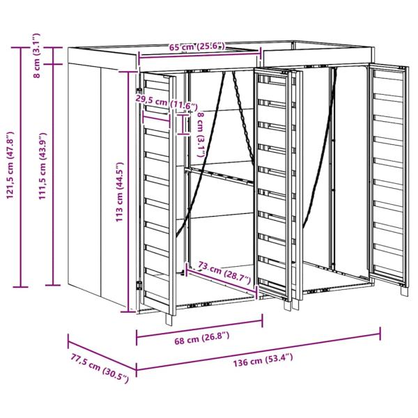 Wagenmüllbehälter für 3 Behälter Anthrazit