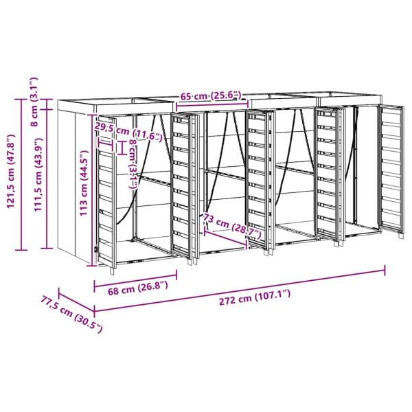 Wagenmüllbehälter für 3 Behälter Anthrazit