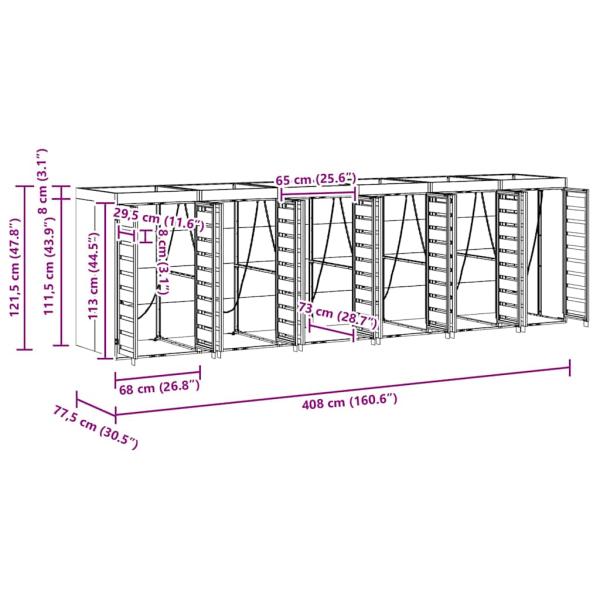 Wagenmüllbehälter für 3 Behälter Anthrazit