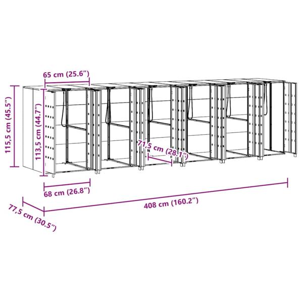 Wagenmüllbehälter für 3 Behälter Anthrazit