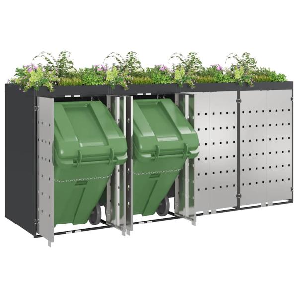 Wagenmüllbehälter für 3 Behälter Anthrazit