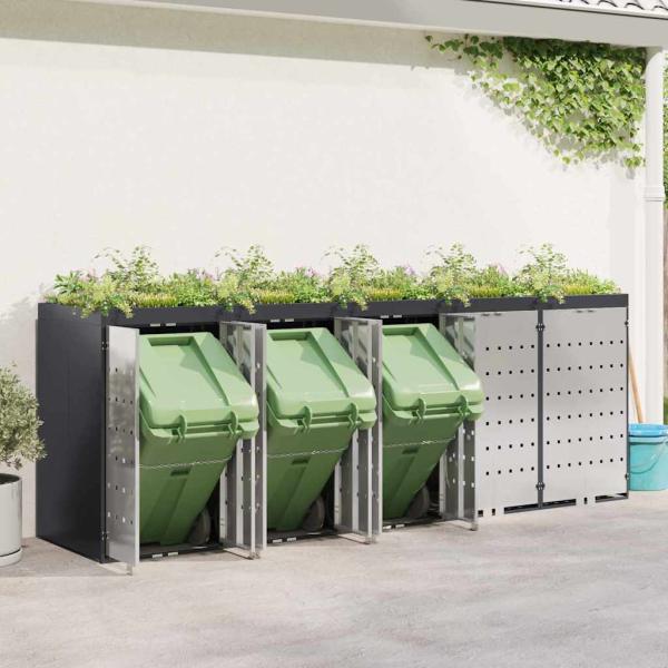 Wagenmüllbehälter für 3 Behälter Anthrazit