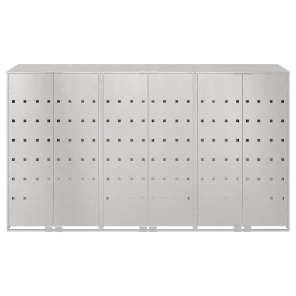 Wagenmüllbehälter für 3 Behälter Silber 340 x 77,5 x 115,5 cm