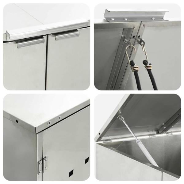 Wagenmüllbehälter für 3 Behälter Silber 340 x 77,5 x 115,5 cm