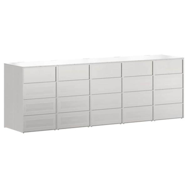 Wagenmüllbehälter für 3 Behälter Silber 340 x 77,5 x 115,5 cm