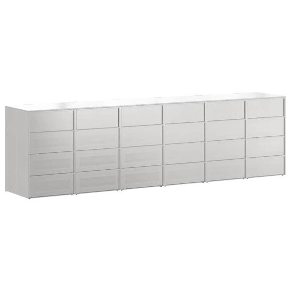 Wagenmüllbehälter für 3 Behälter Silber 340 x 77,5 x 115,5 cm