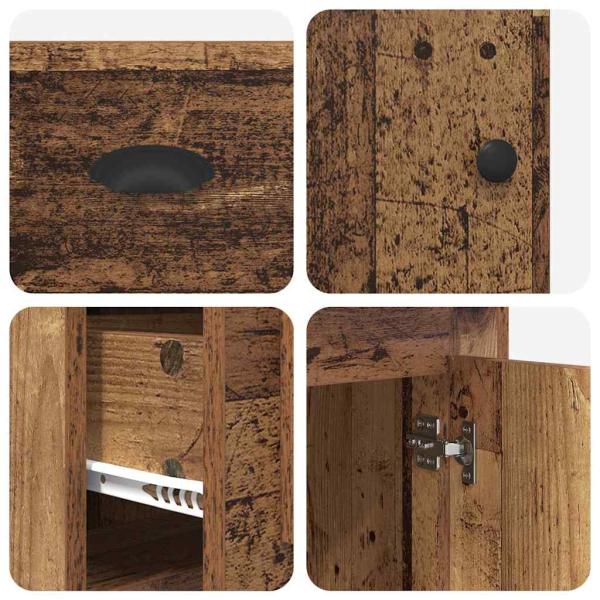 Schreibtisch mit Schrank mit Tür Altholz 154,5 x 50 x 75 cm