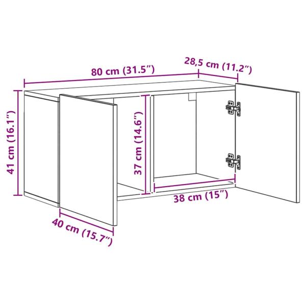 TV-Wandmöbel 4 pcs Schwarz Eichen-Optik Holzwerkstoff